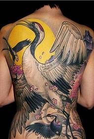 fashion good-looking full-back personality colored crane tattoo Pattern picture
