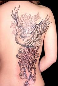Moda personalizada de volta bela imagem de padrão de tatuagem de crisântemo Phoenix