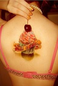 personal fashion women's back beautiful cake tattoo picture