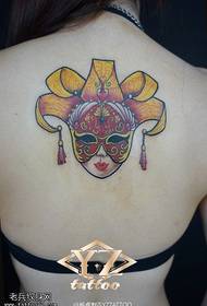 back Color clown tattoo pattern