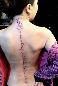 sexy female spine fashion popular letter tattoo pattern picture