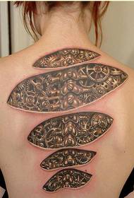 personal beauty back domineering mechanical tattoo pattern picture