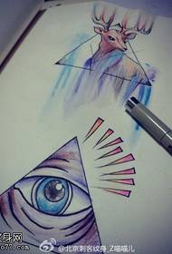 Antilooppisen tatuoinnin käsikirjoituskuvan värillinen silmä