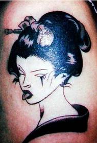 Cadro de tatuaxe de beleza xeorosa de terror xaponés