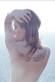 Female back personality wings tattoo pattern recommended picture