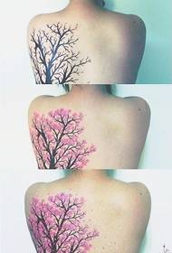 güzel kız arka ağaç dövme desen resmi