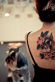 cute dog back ink portrait tattoo picture