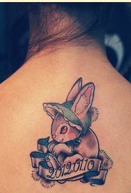 female back beautiful beautiful color rabbit tattoo picture