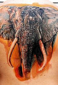 Exemplum animalis tattoo: Back 3D Speculum Color elephantum tattoo