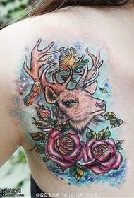Hátsó színű antilop rózsa tetoválás kép