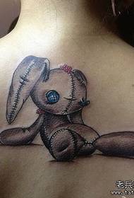Beauty back cartoon puppet rabbit tattoo pattern