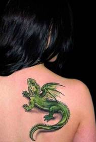 kev zoo nkauj rov qab 3D xim lizard tattoo qauv duab