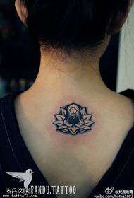 Female back lotus tattoo pattern