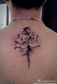 back lotus Sanskrit tattoo picture