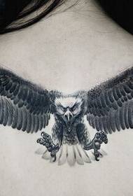 Black and white eagle tattoo illustration of MM back domineering