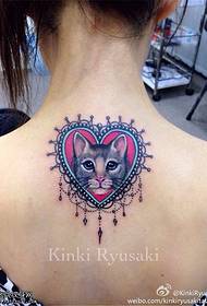 color de la espalda gato amor tatuaje patrón