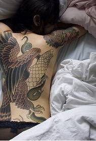 pretty beautiful back eagle catching snake figure tattoo pattern picture