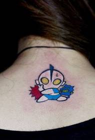 Djevojka leđa crtani otman tetovaža uzorak