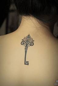 Girl back a totem key tattoo pattern