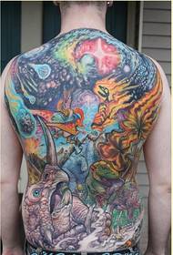 personal male full back color tattoo pattern to enjoy the picture