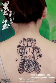 back cartoon rabbit catch Dream net tattoo picture