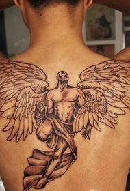 men Angel tattoo on the back atmosphere