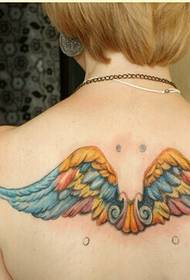 fashion women back personality wings tattoo pattern picture