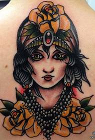 Tattoo Pavilion recommends a back beauty portrait tattoo pattern