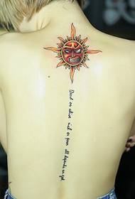 Seksikas naiste selgroo domineeriv päike Inglise tähestiku mustri pilt