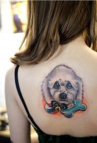 girl back Fashionable hobby puppy tattoo pattern picture