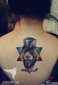 Back color rabbit tattoo pattern