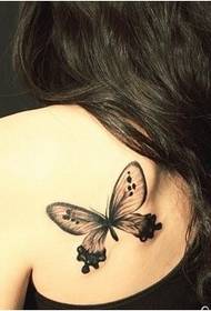 girls back graceful butterfly tattoo picture