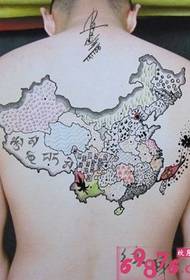 back Κίνα χάρτη εικόνα τατουάζ εικόνα