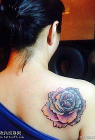 female back color school rose tattoo pattern