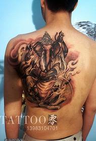 Black gray elephant tattoo on the back