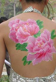 boys back beautiful peony flower tattoo picture