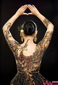 woman full back phoenix tattoo picture