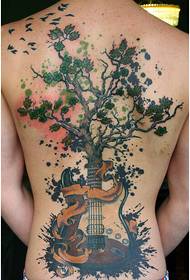 personality fashion domineering male full back guitar tree tattoo picture picture