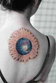 back beautiful color starry sun flower tattoo pattern Picture