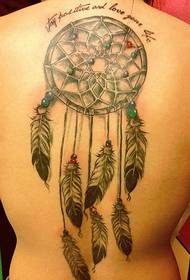 Back totem feather tattoo picture