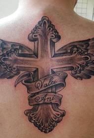 back handsome fashion cross-wing tattoo