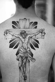 背部救世主耶稣纹身图案图片