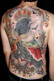 asmeninės mados pilna nugaros klasikinė graži didelės varnos tatuiruotės nuotrauka