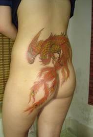 Super seksi kecantikan kembali pinggang gambar pola tato Phoenix
