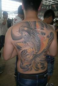 cool super classic male full back squid tattoo pattern picture