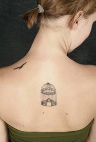 fashion women back nice birdcage tattoo picture picture