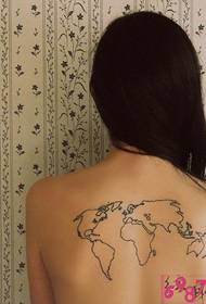 fashion beauty back personality world map tattoo picture picture