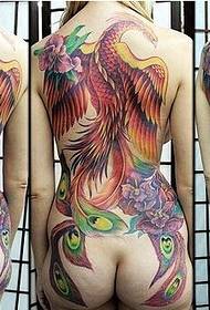 гола женска смисла боја за тетоважа со феникс