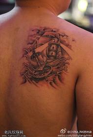 The back anchor lighthouse sailing tattoo picture is shared by the tattoo show
