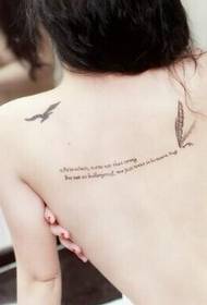 sexy beautiful beauty back fresh seagull, English tattoo pictures